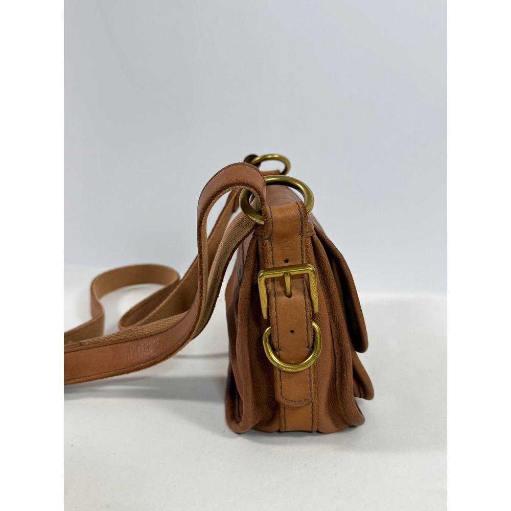 Fossil Brown Leather Long Live Vintage Crossbody Turnlock Messenger Small Bag - Picture 9 of 10